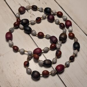 Vintage Mexican Milagros Storytelling Necklace Hand Painted Boho Folk Art 30"